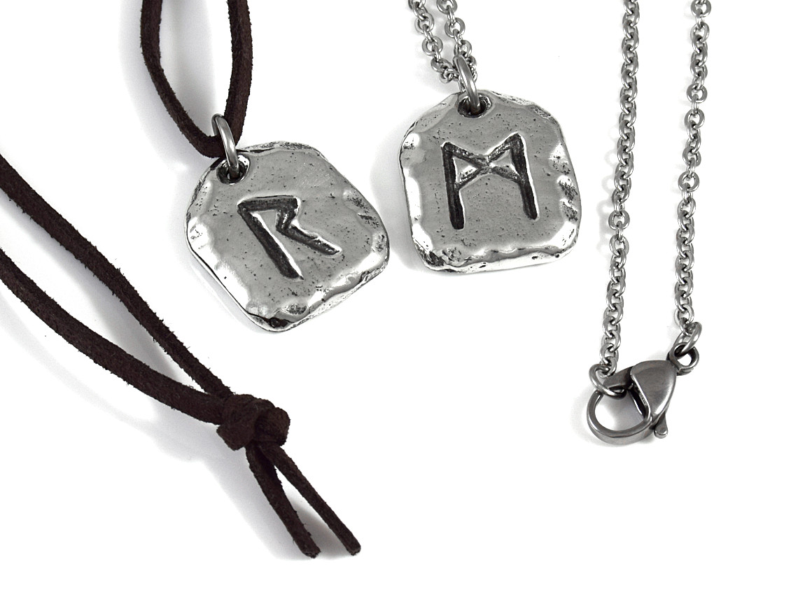 Futhark Runor Halsband, Viking Smycke i Tenn - 4