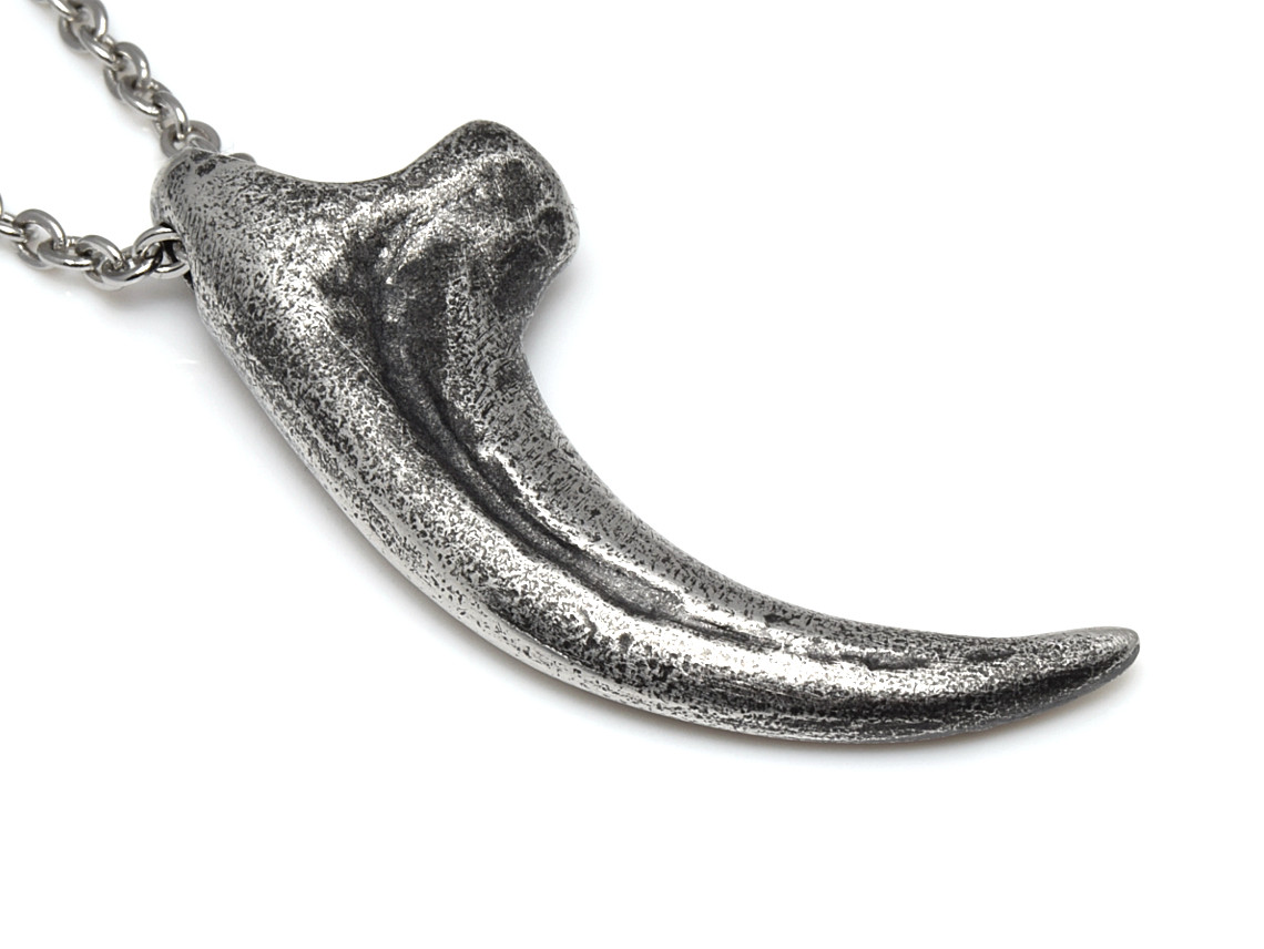 Oxiderad Velociraptorklo Halsband, Djur Smycke i Tenn