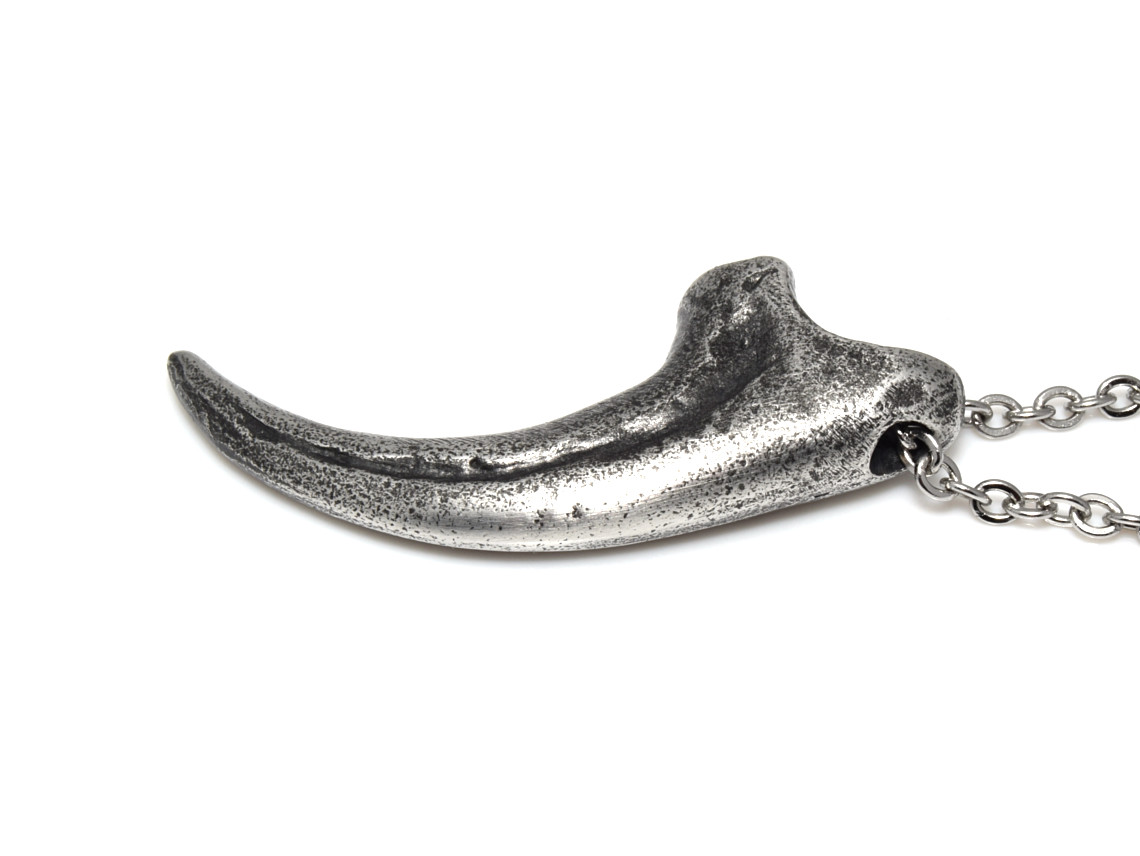 Oxiderad Velociraptorklo Halsband, Djur Smycke i Tenn - 3