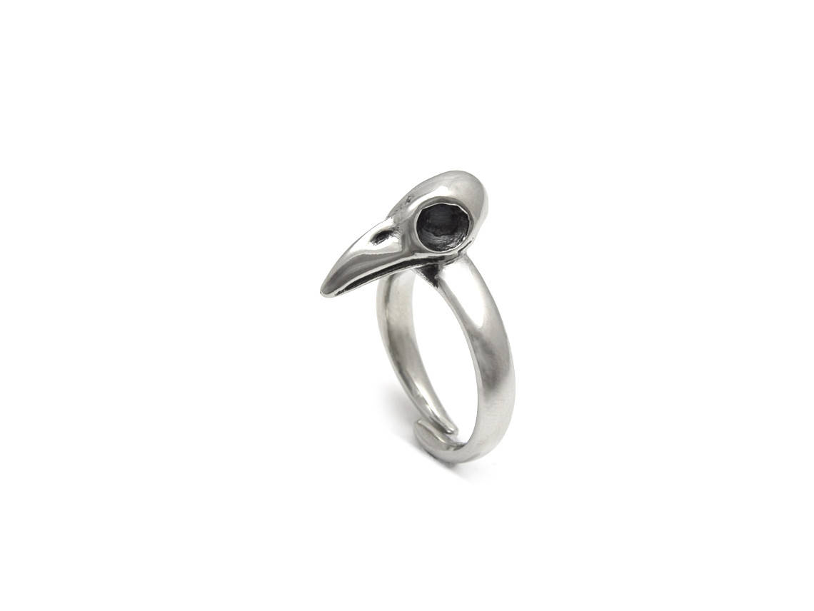Fågelskalle Ring, Fågel Smycke i Tenn - 3