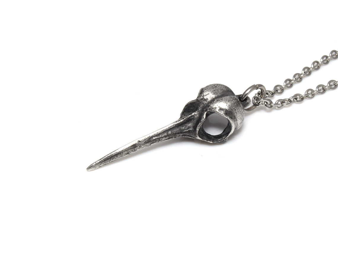 Oxiderad Kolibriskalle Halsband, Fågelskalle Hänge, Kolibri Döskalle Smycke i Tenn - 3