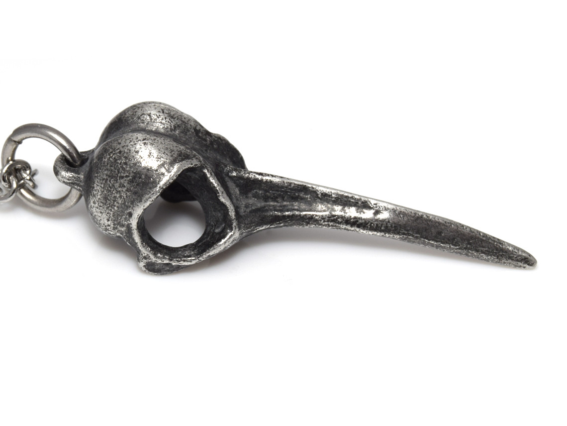 Oxiderad Kolibriskalle Halsband, Fågelskalle Hänge, Kolibri Döskalle Smycke i Tenn - 2