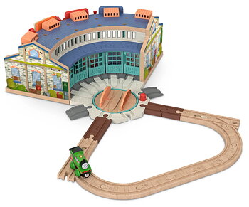Tidmouth lokstall med Percy og svingskive (tretog)