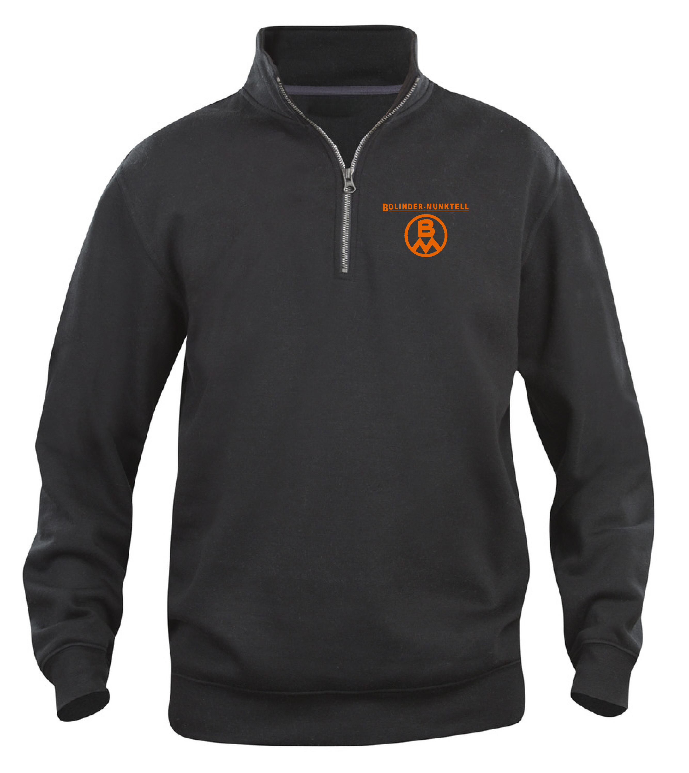 Sweatshirt med HalfZip " Bolinder Munktell logo" -Svart