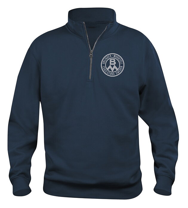 Sweatshirt med HalfZip "Bolinder Munktell Eskilstuna Sweden -Marin