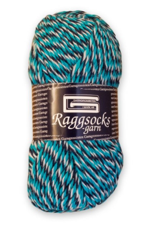 Raggsocksgarn turkos/vit/svart