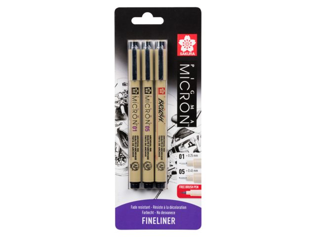 SAKURA MICRON 01/05 BLACK BLISTER PIGMA BRUSH