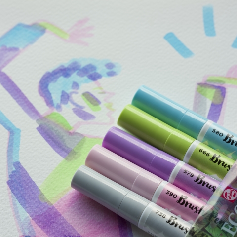 Talens Ecoline Brush Pen Set 5 Pastel - 2