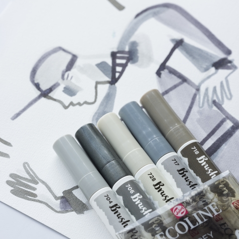 Talens Ecoline Brush Pen Set 5 Grey