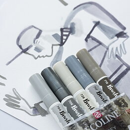 Talens Ecoline Brush Pen Set 5 Grey