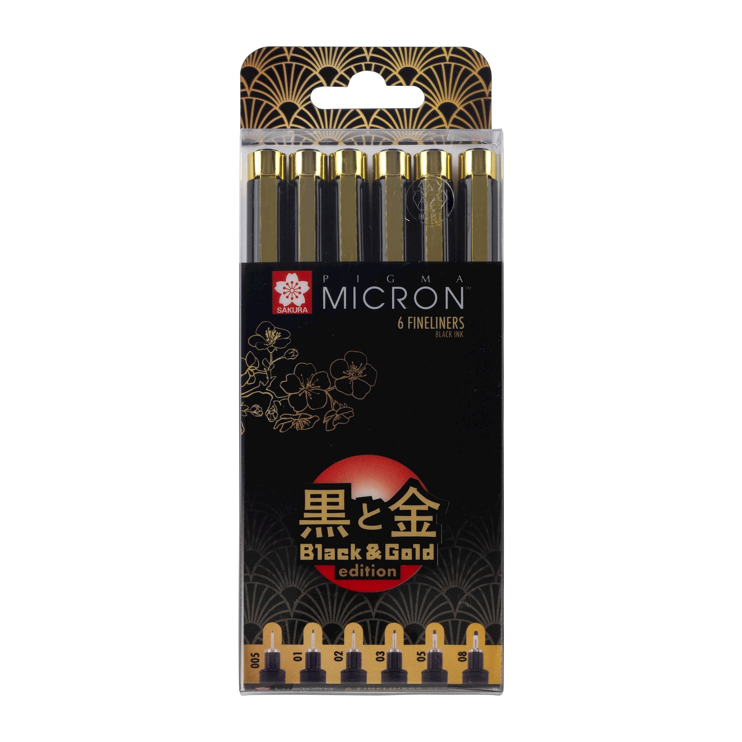 Sakura Pigma Micron Black & Gold Edition Set 6