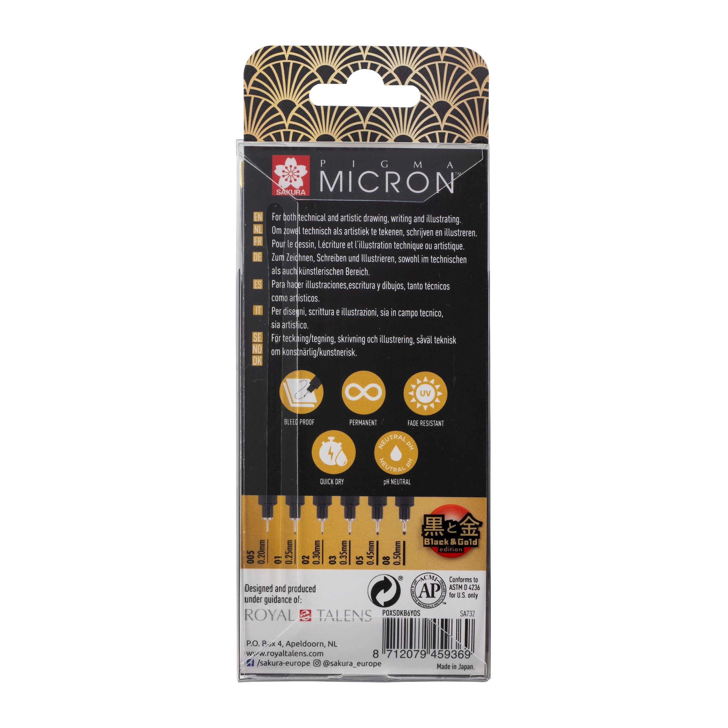 Sakura Pigma Micron Black & Gold Edition Set 6 - 4