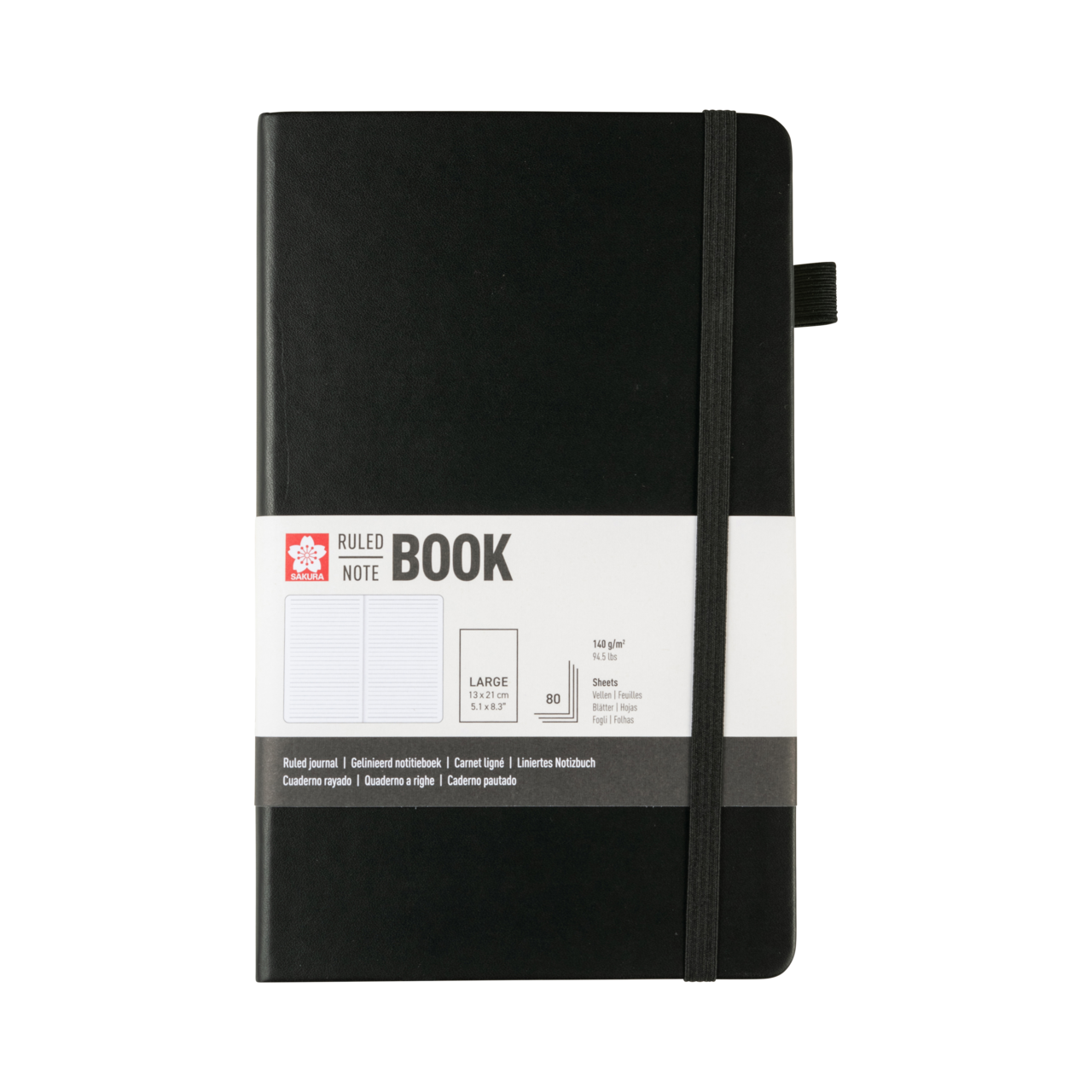 Sakura Linjerad Anteckningsbok 13x21 cm – Black