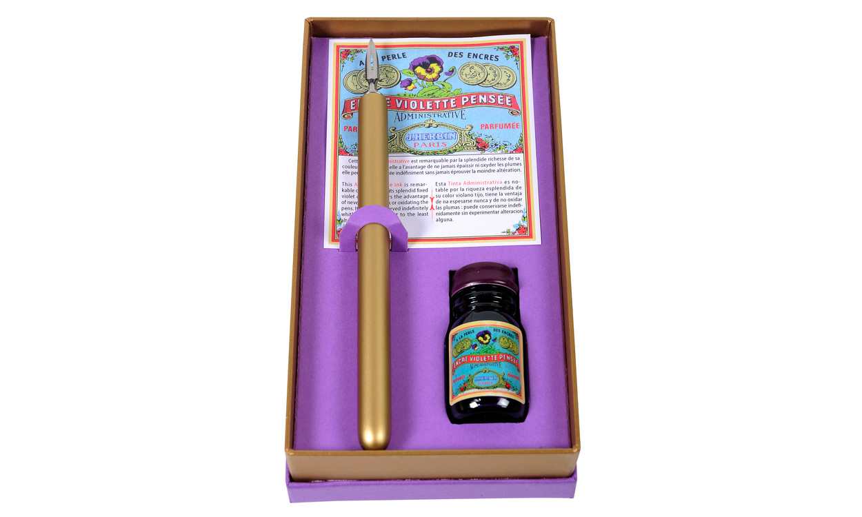 Violette pensée set with 1 golden nibholder, 1writing nib (65B) and 10ml Violette pensée writing ink - 2