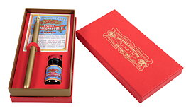 Rouge caroubier set with 1 golden nibholder, 1writing nib (46B) and 10ml Rouge caroubier writing ink