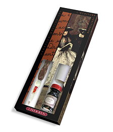Venetian writing set with 1 spiral Glaspenna, 1 ink bottle 10ml and 1 sheet of parchment
