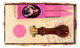 Set wax varnished wooded 1 brass seal "lily"