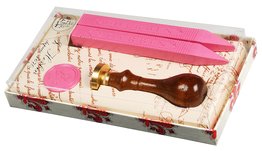 Set wax varnished wooded 1 brass seal "lily"