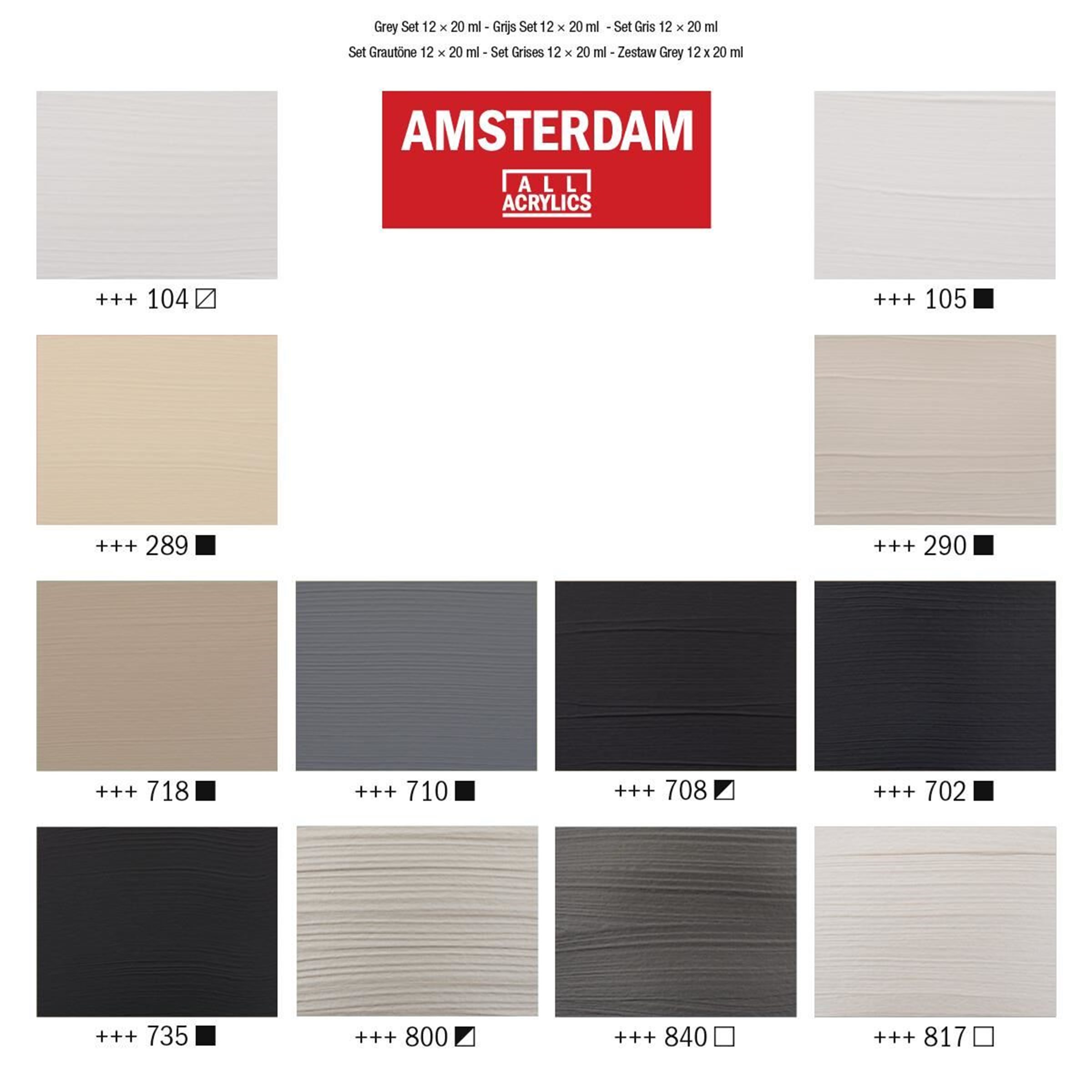 Amsterdam Standard Series Acrylics Grey Set 12 × 20 ml - 2