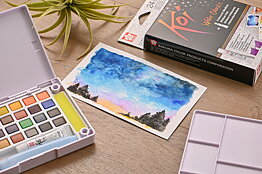 Koi Water Colors Pocket Field Sketch Box | 24 half pans + iridescent medium