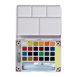 Koi Water Colors Pocket Field Sketch Box | 24 half pans + iridescent medium