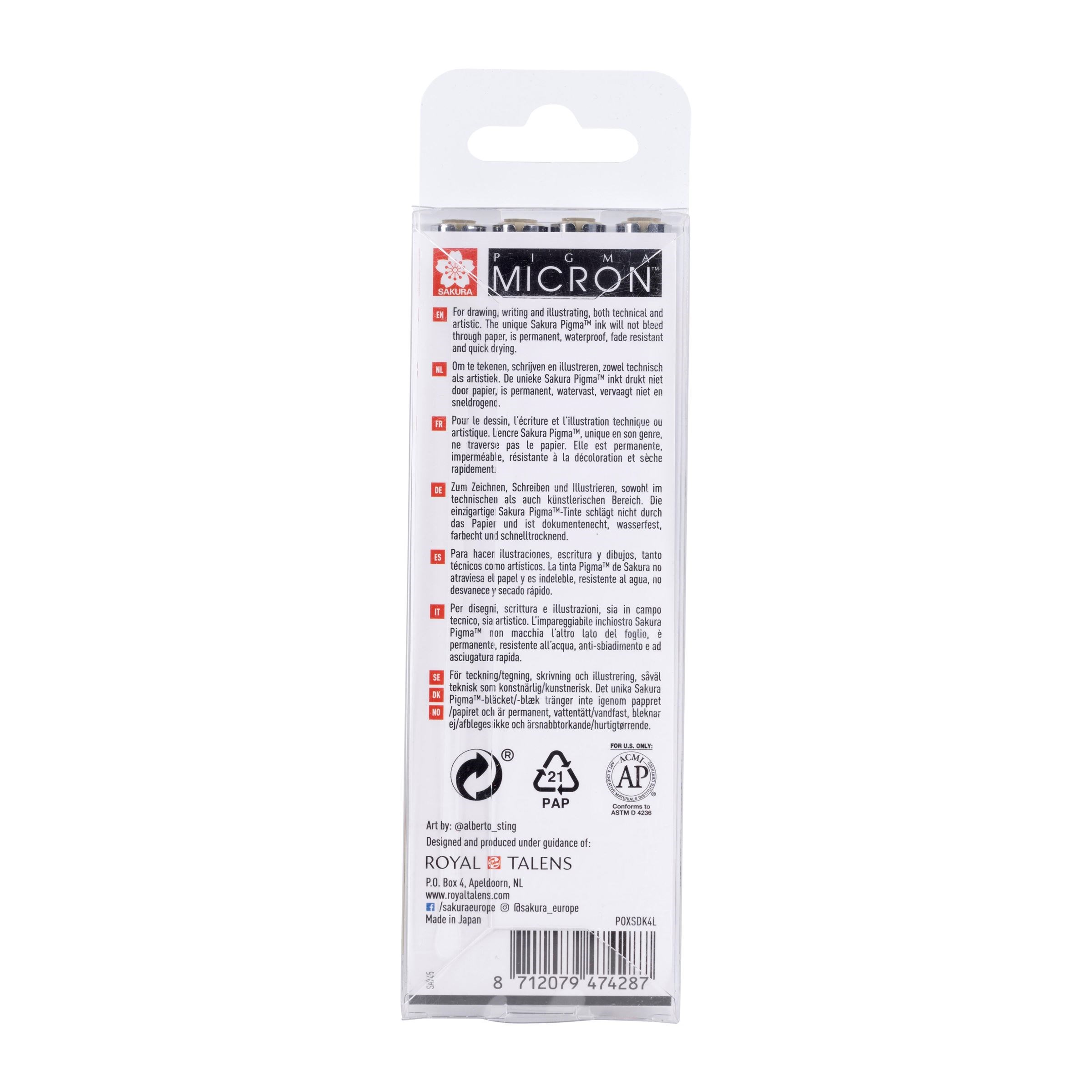 Pigma Micron fineliner set 4 sizes, Light Cool Gray - 3