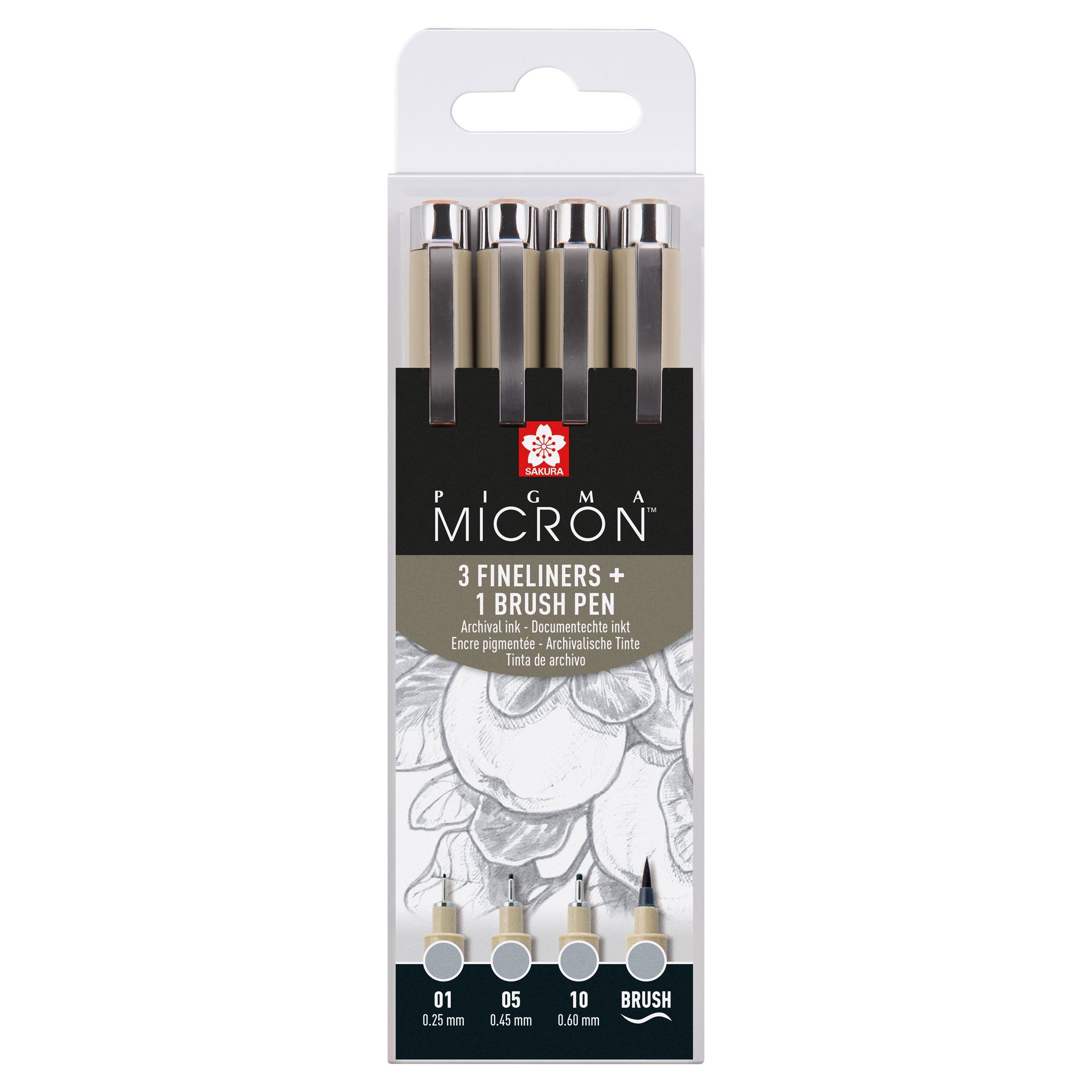 Pigma Micron fineliner set 4 sizes, Light Cool Gray