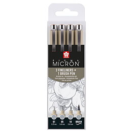 Pigma Micron fineliner set  4 sizes, Light Cool Gray
