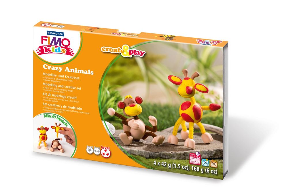 FIMO® kids 8033 Crazy Animals Monkey & Giraffe