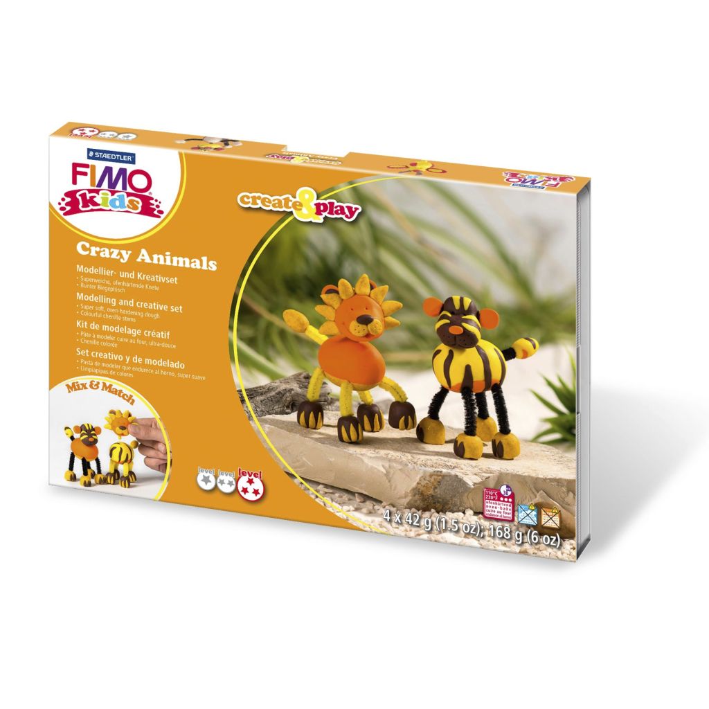 FIMO® kids 8033 Crazy Animals Lion & Tiger
