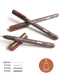 Copic Multiliner Sepia set om 4 pennor