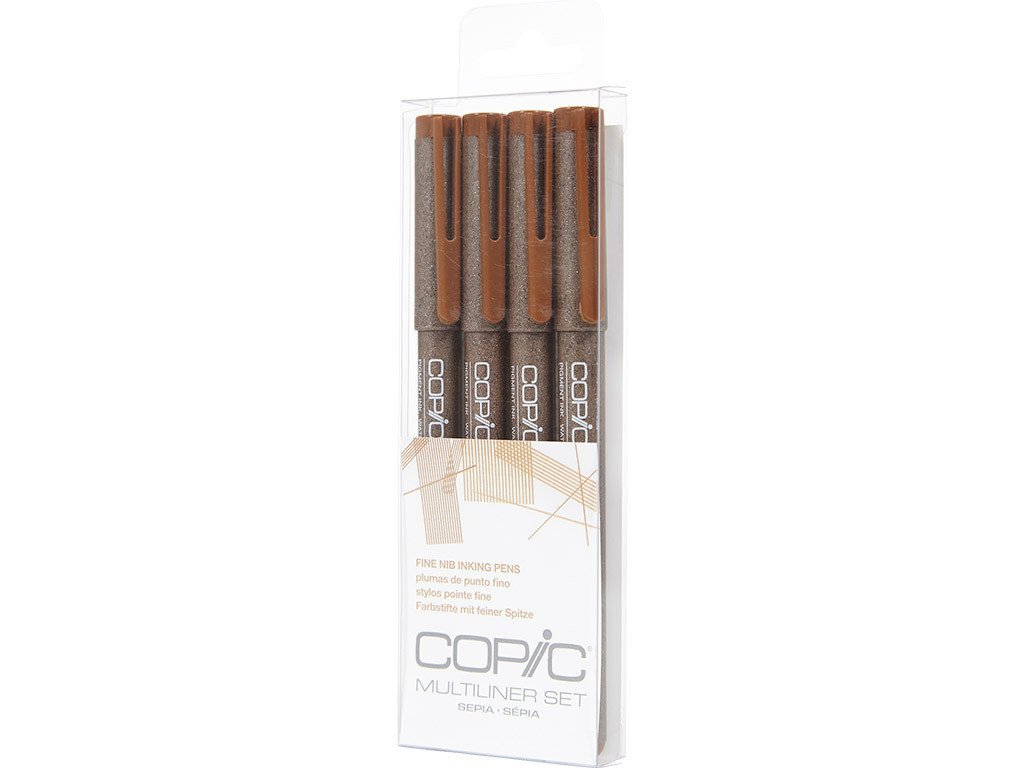 Copic Multiliner Sepia set om 4 pennor