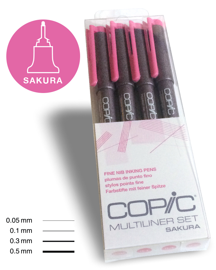COPIC Multiliner Pink set om 4 pennor - 3