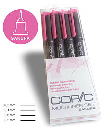 COPIC Multiliner Pink set om 4 pennor
