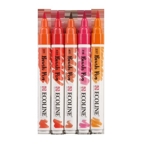 Talens Ecoline Brush Pen set 5 Red - 4