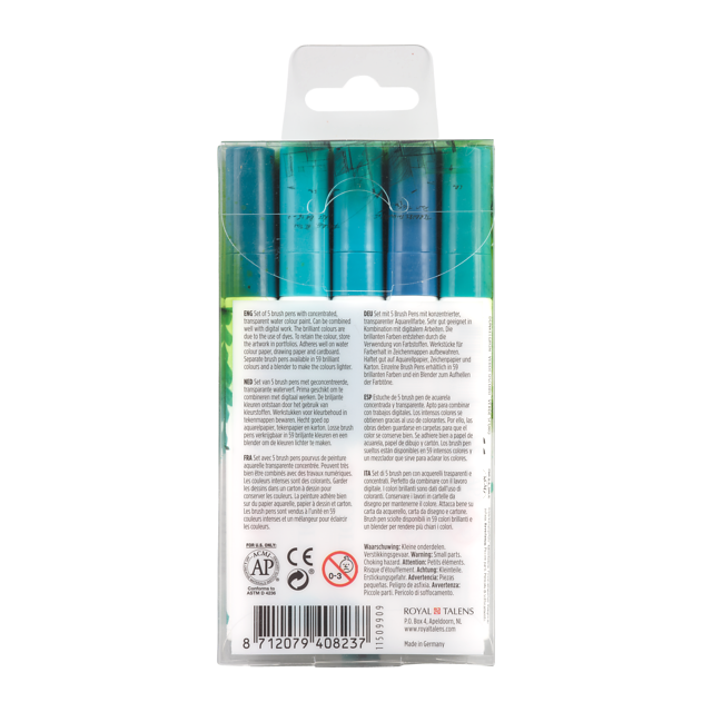 Talens Ecoline Brush Pen set 5 Blue green - 6