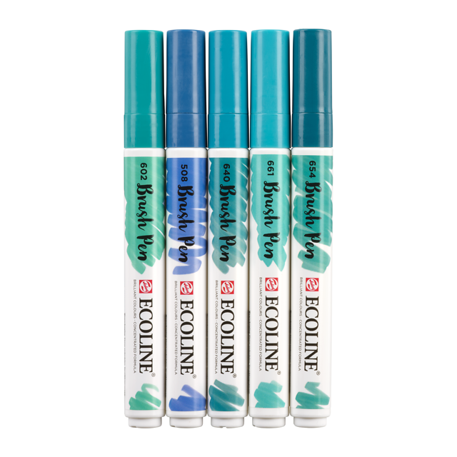 Talens Ecoline Brush Pen set 5 Blue green - 4