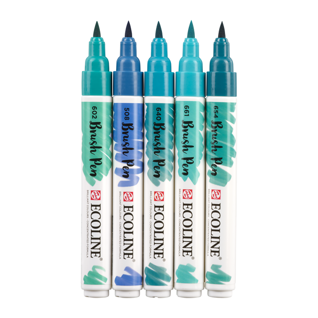Talens Ecoline Brush Pen set 5 Blue green - 5