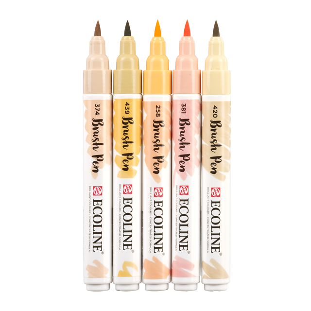 Talens Ecoline Brush Pen set 5 Beige Pink - 5