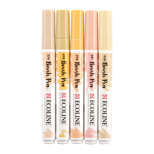 Talens Ecoline Brush Pen set 5 Beige Pink - 4