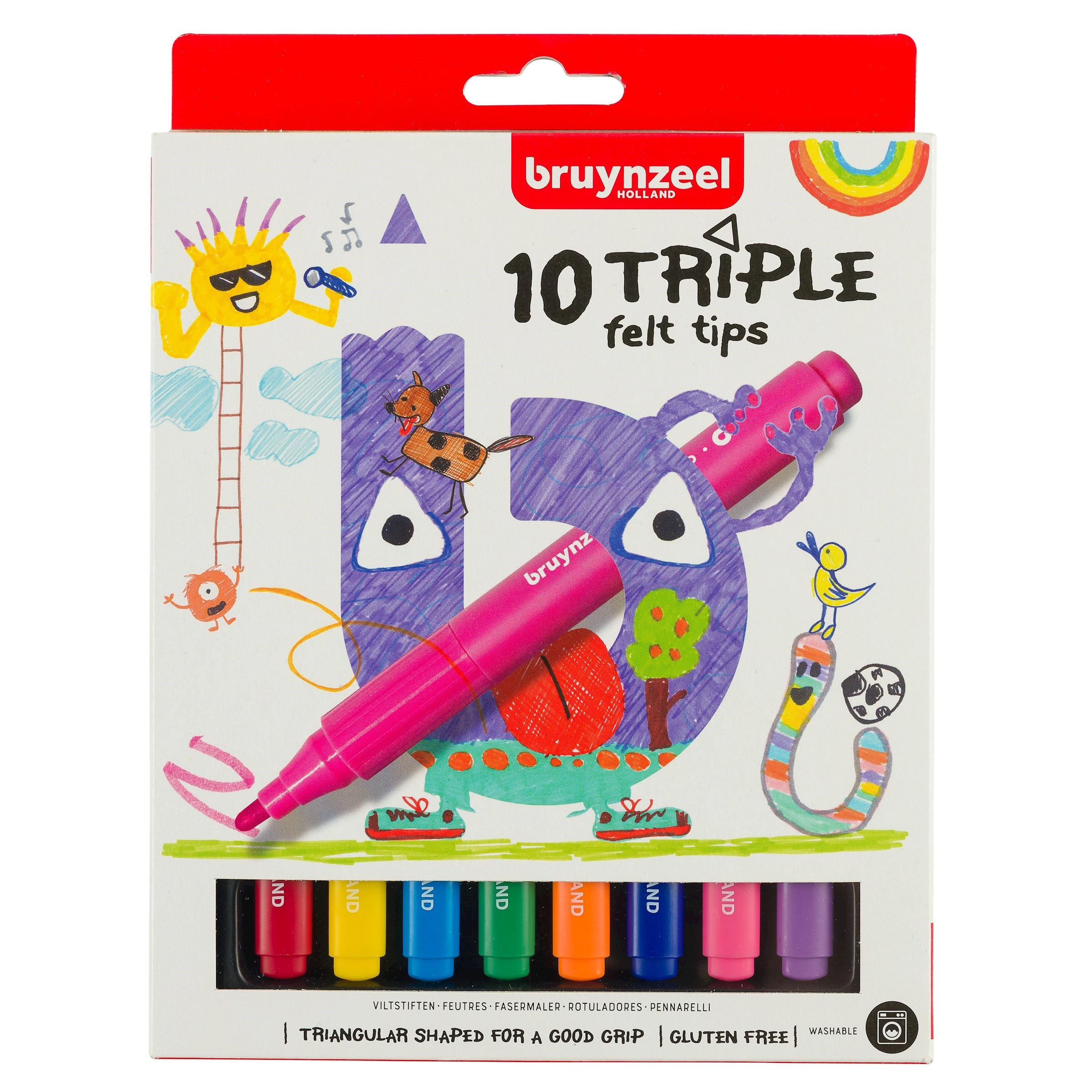 BRUYNZEEL KIDS TRIPLE FELT TIPS SET 10
