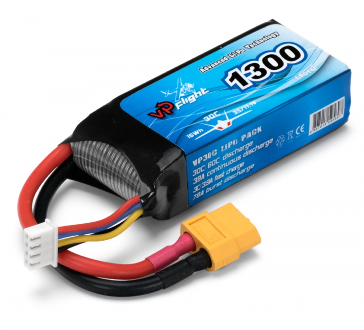 Batteri Li-Po 3S 11,1V 1300mAh 30C XT60-Kontakt