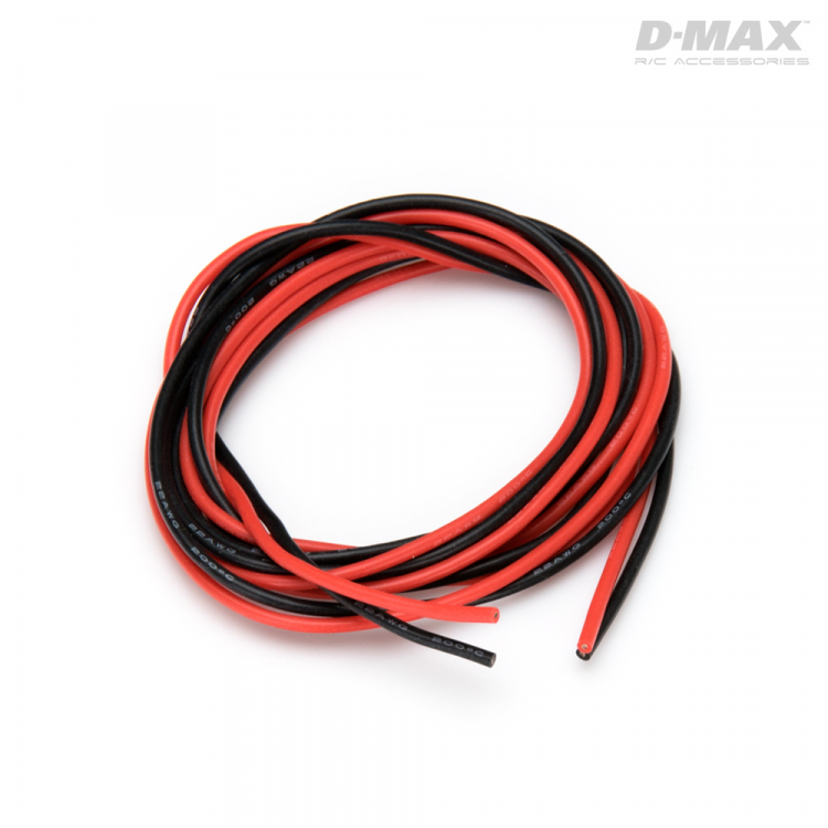 Silikonkabel röd & svart 22AWG 1+1m