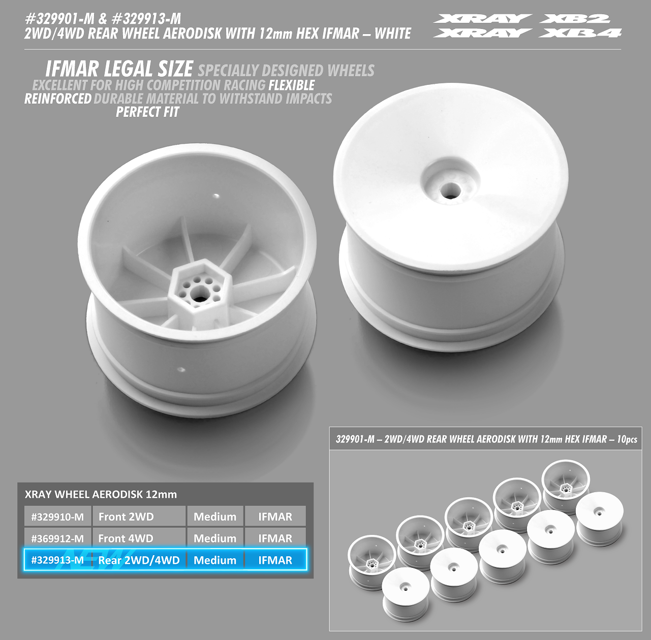 2 & 4WD bakfälg Aerodisk 12mm Hex IFMAR Hårda  Gula (2) - 2