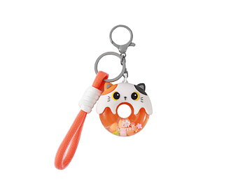 Nyckelring Donut Katt orange