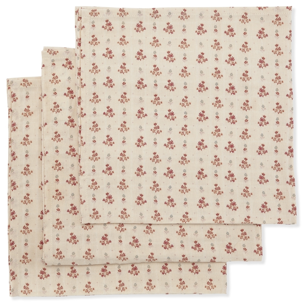 3 PACK MUSLIN CLOTH VINTAGE FLORAL RED - 2