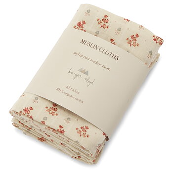 3 PACK MUSLIN CLOTH VINTAGE FLORAL RED