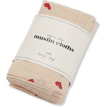 3 PACK MUSLIN CLOTH GOTS AMOUR ROUGE
