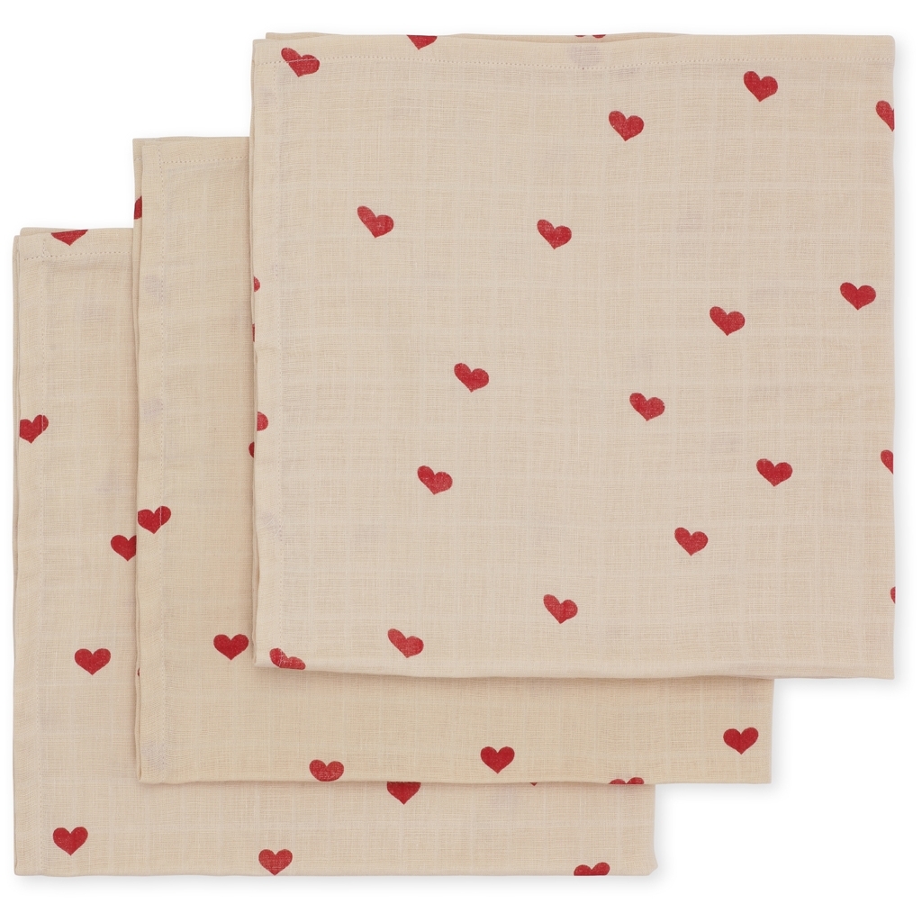 3 PACK MUSLIN CLOTH GOTS AMOUR ROUGE - 2