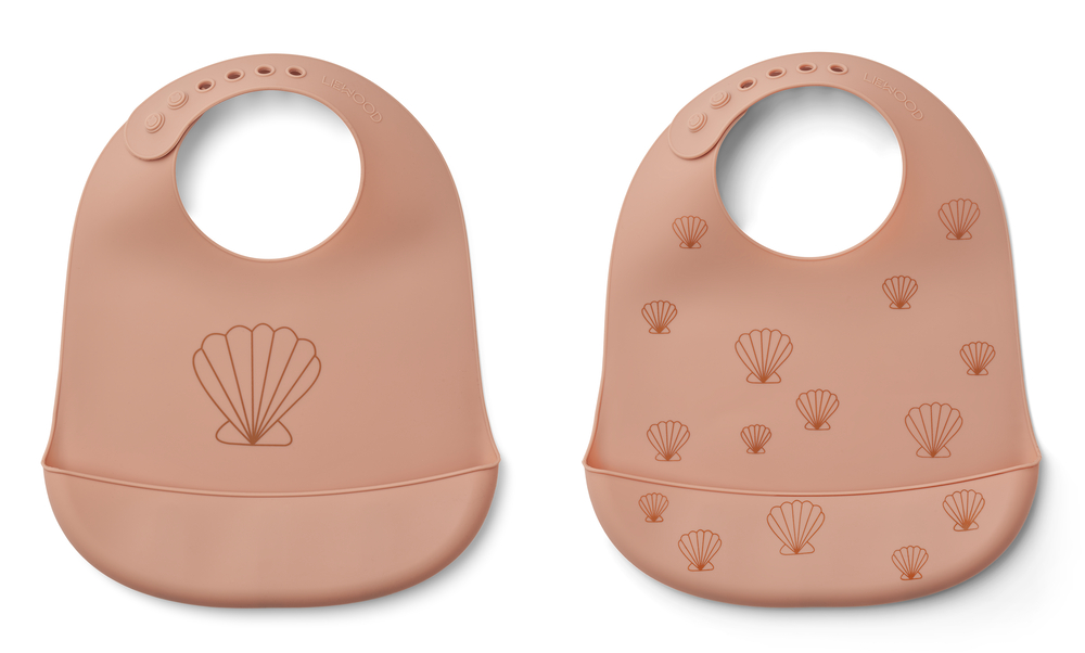 Tilda Silicone Bib 2-Pack Seashell Pale tuscany